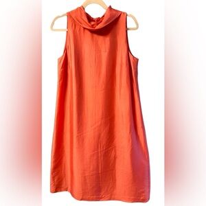 TALBOTS DRESS 100% SILK Sleeveless Fully Lined Peach/Tangerine Womens Size 10